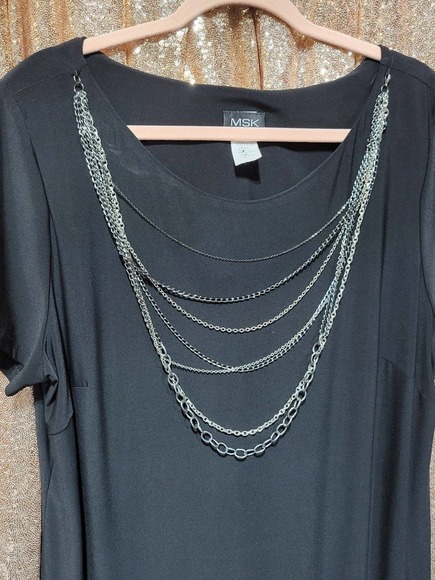 MSK Women's Statement Chain Black Shortsleeve Dress. Size 18W. - Picture 3 of 9